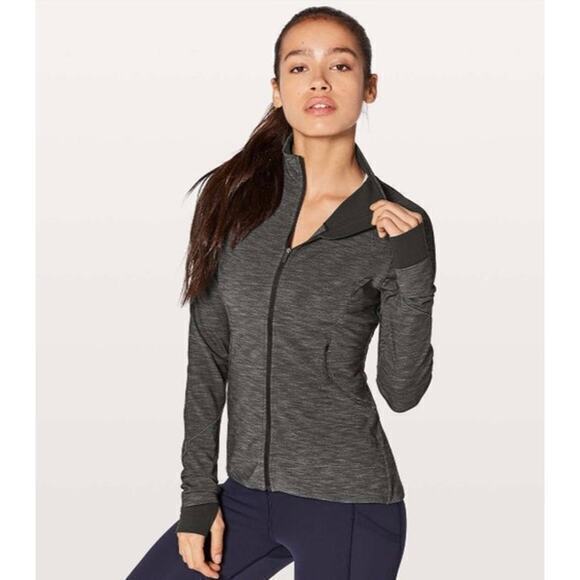 Lululemon Gait Keeper Jacket Full Up Zip in‎ Heathered Black Size 8 - Picture 1 of 10